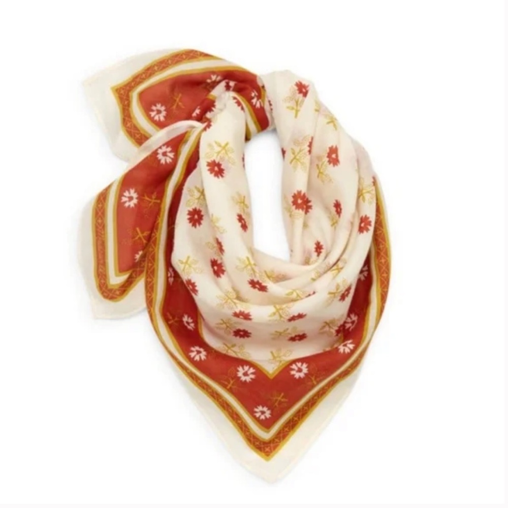Madewell Red and Cream Patterned Scarf/Bandana